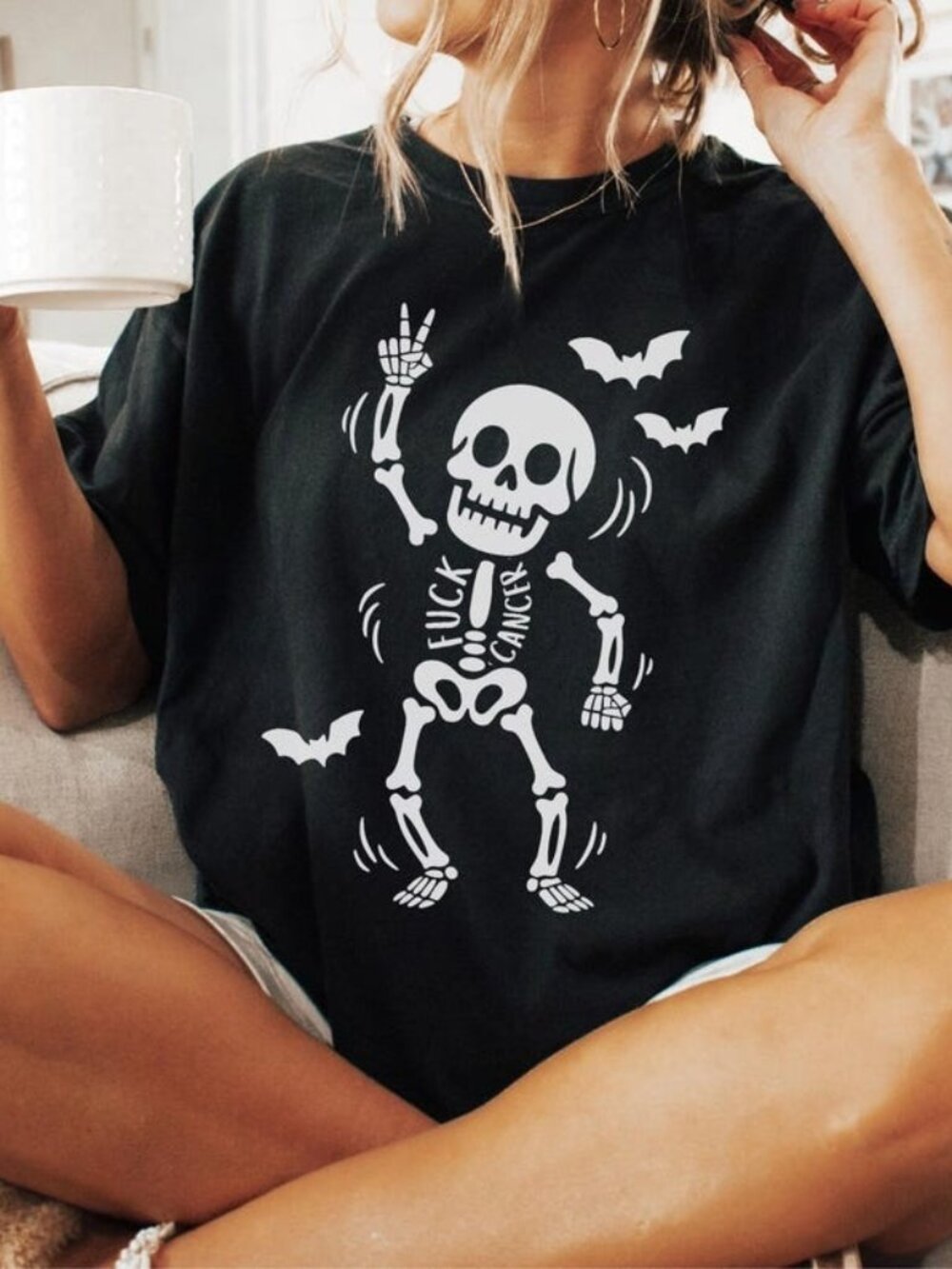 Halloween Cancer Awareness Support Shirt, Subtle Breast & Childhood Tee